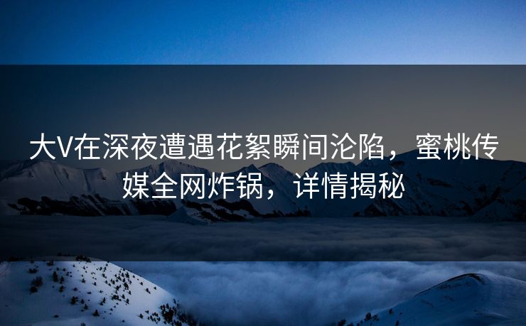 大V在深夜遭遇花絮瞬间沦陷，蜜桃传媒全网炸锅，详情揭秘